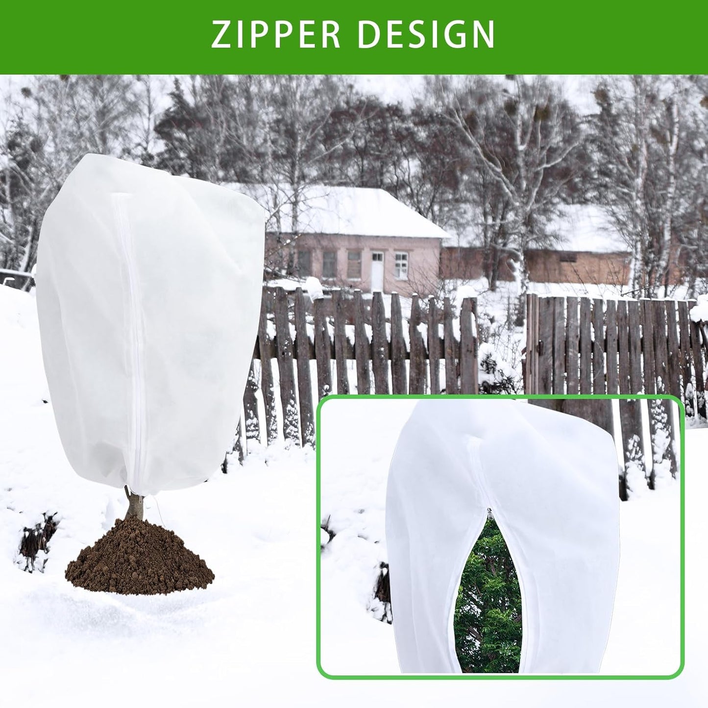 Plant Covers Freeze Protection 78" x 89" 2.2 oz, Large Size Bag Frost Cloth Plants Jacket Drawstring and Zipper Tree Cover for Outdoor Plants, Shrub Potted Plants Winter (1 PCS)