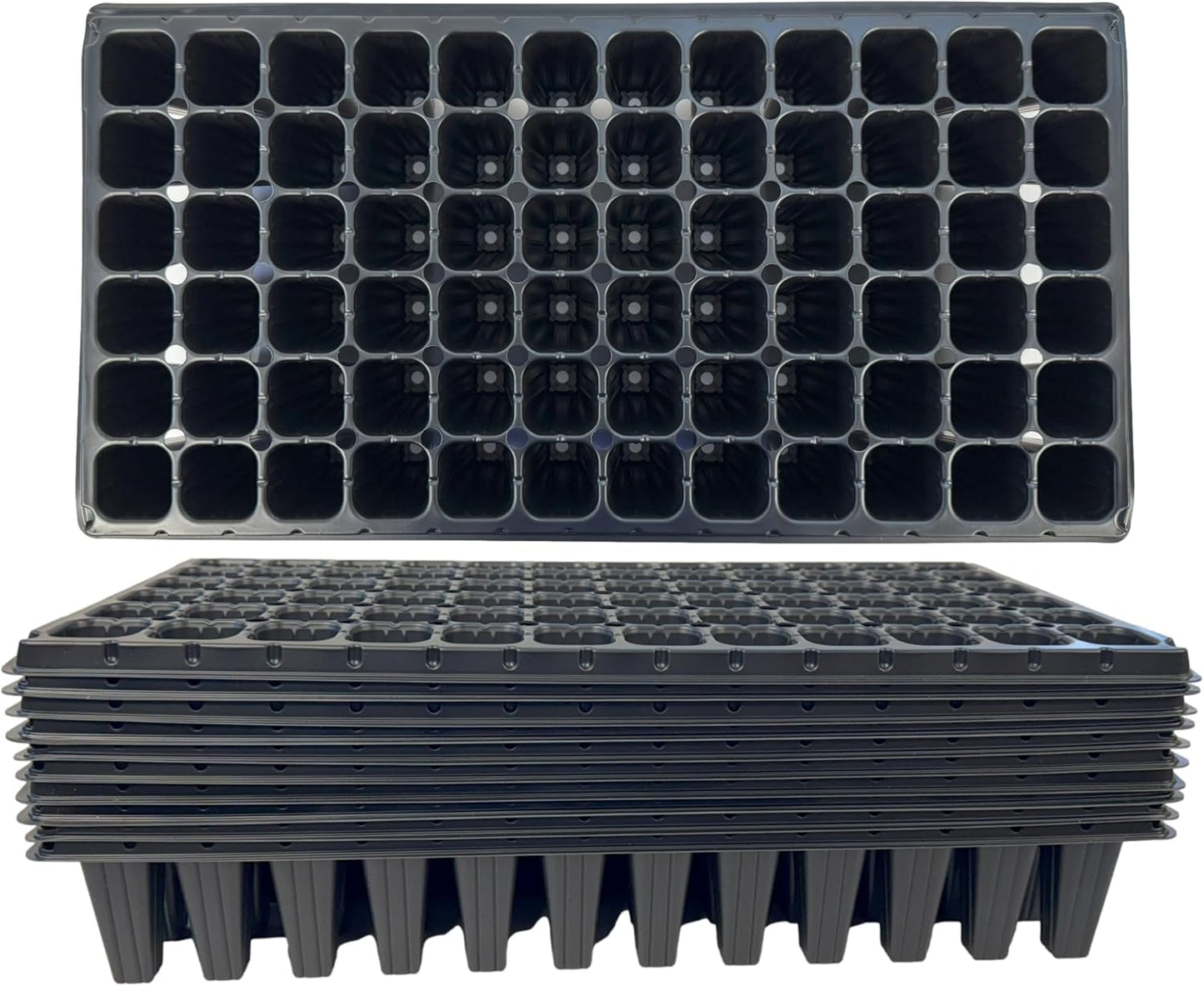 72 Cell Seedling Plastic Nursery Trays, 10 Pack, Thick Durable Germination Plug Trays, 720 Cells Reusable Plant Propagation