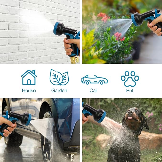 100 FT Expandable Garden Hose - 2025 New Flexible Water Hose 100ft with Solid Brass Connectors, Extra Strength Fabric and Durable Triple Layer Latex Core, Ultra Lightweight, Kink Free, Tangle Free