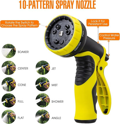 100 ft Expandable Garden Hose, 2025 New Kink Free Flexible Water Hose 100ft with 10 Pattern Spray Nozzle, Leakproof Solid Brass Connectors, Retractable Latex Core, Lightweight Expanding Hose