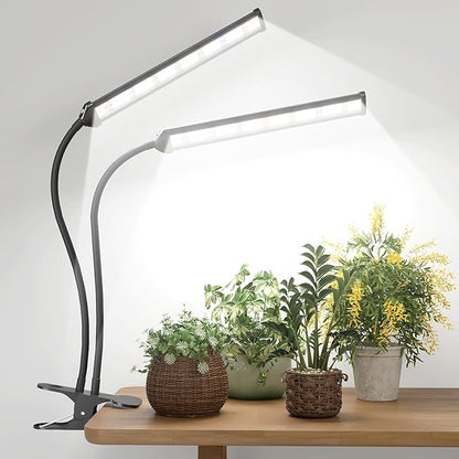 GooingTop LED Grow Light,White Full Spectrum Clip Plant Growing Lamp with High Power Red Blue LEDs for Indoor Plants,Dimming & Optional Auto Timer