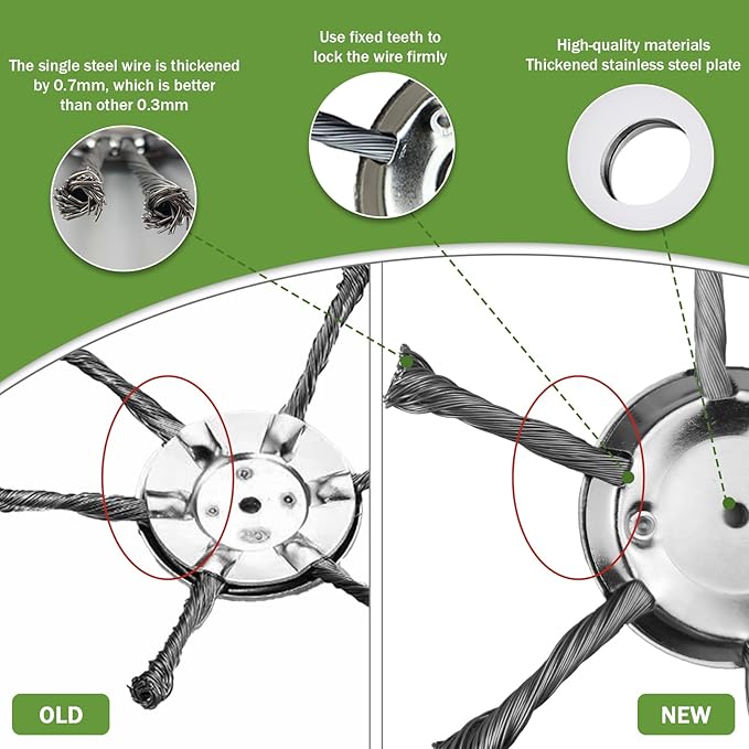 Steel Wire Grass Trimmer Head, Upgrade Bold 2.3 Times Prevent Breaking Steel Wire Weed Eater Head, for Low-Power Lithium Battery Weed Trimmers, 6 Inch Wire Weed Trimmer Head（Low Power 6 Blade）