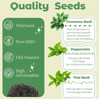 Herb Seed Pods Kit Hydroponic - Refill Pod for All Indoor Garden, 8 Grow Pods with Seeds of Genovese Basil, Peppermint and Thai Basil, Compatible with All Hydroponics Growing Systems