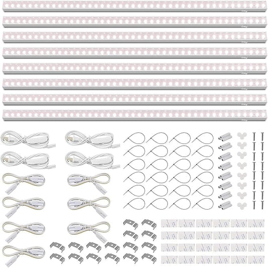 Barrina T5 Grow Lights for Indoor Plants, Full Spectrum LED Grow Light, 2FT 80W (8 x 10W), Plant Lamp for Indoor Growing, Seed Starting, Pinkish White, 8-Pack