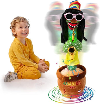 MIAODAM Dancing Cactus, Talking Plush Toy with Funny Style 270 Degree Rotation for for Baby Boys and Girls, Singing Baby Toy Repeats What You Say Colorful Glowing Singing Cactus Toy