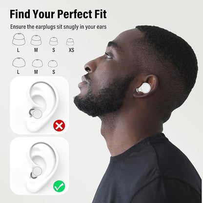 Ear Plugs for Sleeping Noise Cancelling - 35dB Reusable Ear Plugs with 7 Eartips and Carry Case - Flexible Hearing Protection - Replaceable Single/Double Eartips for Sleep, Focus, Travel, Work, White