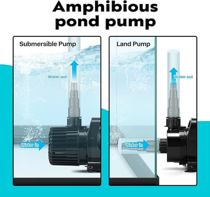 VIVOHOME 100W 1600GPH Submersible Water Pump with 180° Seamless Adjustable Nozzle and Barrier Bag for Koi Pond Waterfall Fountains Fish Tank