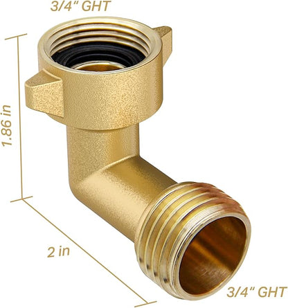 Twinkle Star Garden Hose Elbow Connector 90 Degree Brass Hose Elbow(2pcs) 3/4" Heavy Duty Hose Adapter with 2 O-rings Brass Garden Hose Elbow Solid Brass Adapter