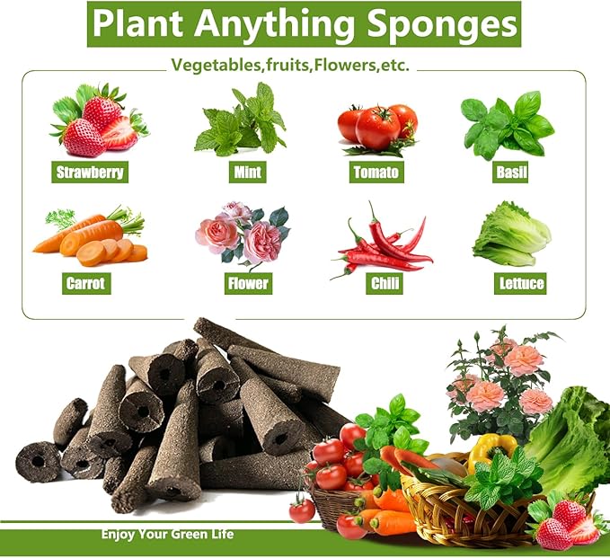 Grow Sponges 60 Pack, Hydroponics Replacement Root Growth Sponges Compatible with Aero Garden iDOO and Most Other Brands