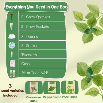 Herb Seed Pods Kit Hydroponic - Refill Pod for All Indoor Garden, 8 Grow Pods with Seeds of Genovese Basil, Peppermint and Thai Basil, Compatible with All Hydroponics Growing Systems