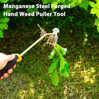 Uprooting Weeding Tool - Hand Held Weeder Puller Tool, Rubber Handle, 4 Teeth Weed Remover for Garden Farm Weeding