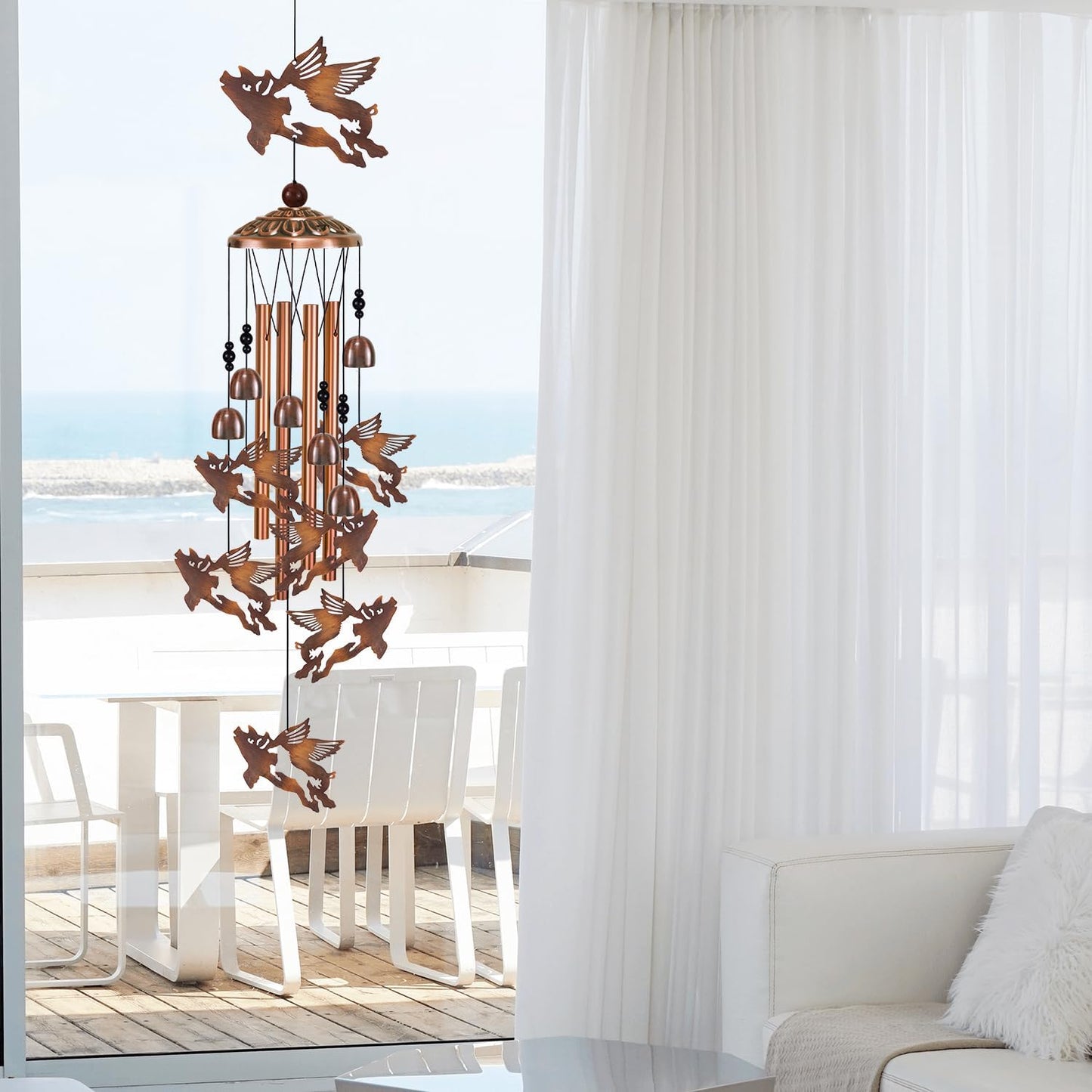 Outdoor Wind Chimes Decor, Flying Pigs Wind Chimes for Home, Patio, Porch, Lawn, Indoor, Garden Decoration, Mobile Wind Catcher, Music Wind Bells, Memorial Gifts, Festival Gifts for Mom/Grandma/Woman