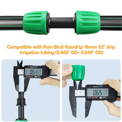20 Pieces Drip Irrigation Fittings for 1/2 Inch Drip Tubing (1/2" ID x 0.65" OD)：1/2'' Irrigation Tubing Connectors Including Couplings Tees Elbows Valves Reducing Tee Plugs 3/4" Adapters