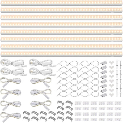 Barrina T5 Grow Lights, Full Spectrum, 2ft 80W (8 x 10W, 500W Equivalent), LED Grow Light Strip for Greenhouse, Plant Grow Shelf, Plug and Play Easy Installation, Yellow, 8-Pack
