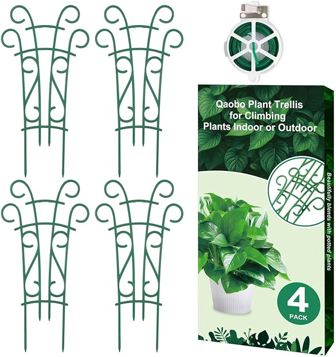 Plant Trellis for Potted Plants 4 Pack Stackable Indoor Outdoor Climbing Houseplant Support with Garden Wire for Pothos Hoya Ivy Flower