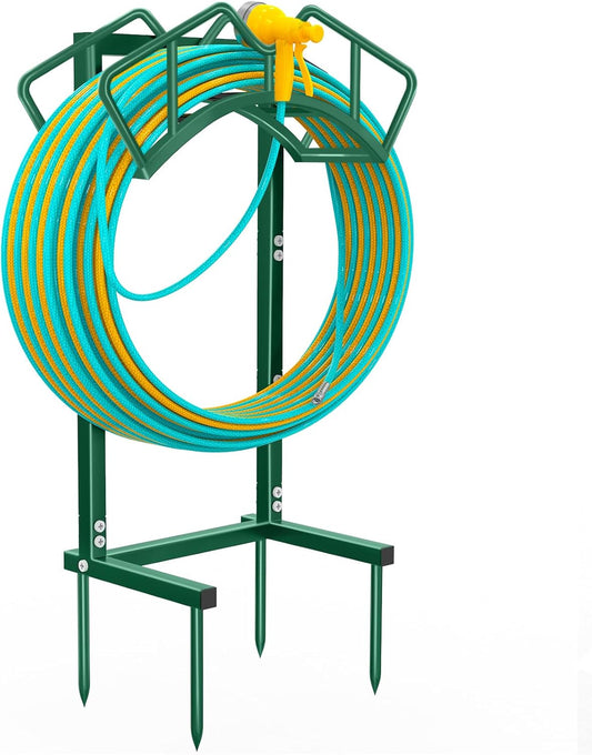 Super Stable Garden Hose Holder, Detachable Water Hose Holders Hose Storage Hold 160-Feet Hose, Water Hose Holder for Outside, Yard, Lawn, Farm (Green)
