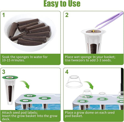 12-Pod Gourmet Herb Seed Kit Compatible with All Hydroponics, Hydroponic Growing Kit with Seeds & Grow Sponges – Indoor Garden Starter Set for Fresh Herbs & Vegetables (Basil)