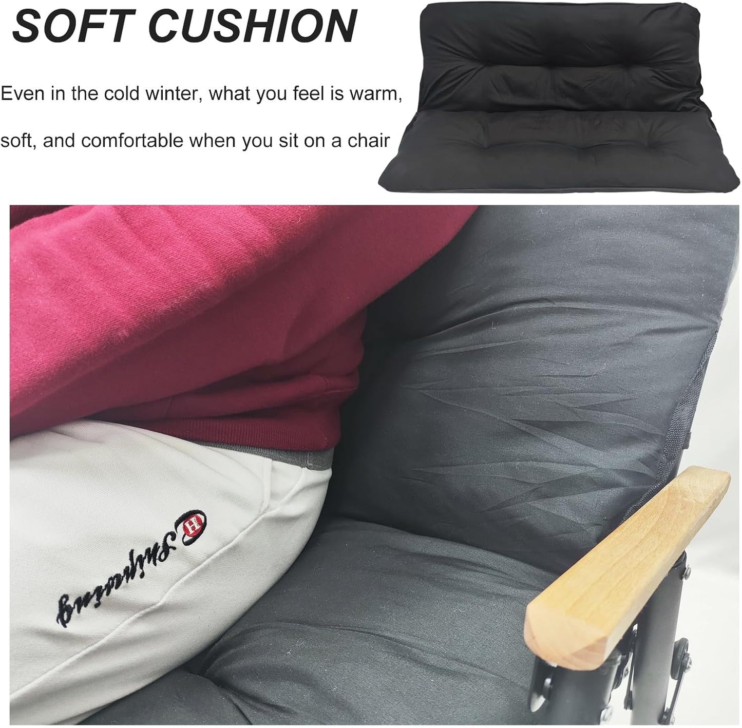 Loveseat Camping Chair for Adults Heavy with Seat Cushion Duty Double Seat Camp Chair for 2 Person Suit for Indoor Outdoor Hiking Patio Beach (Black)