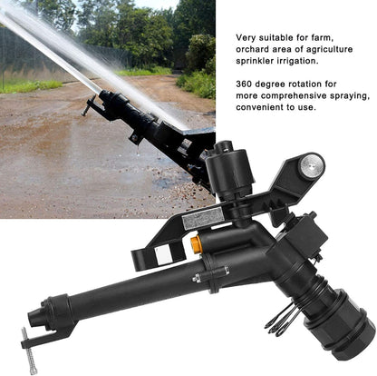 Rocking Arm Sprinkler, 1.5in DN40 to 1in DN25 Female Thread Adjustable 360 Degree Rotating Rocking Arm Impact Mini Sprinkler with Nozzle Set