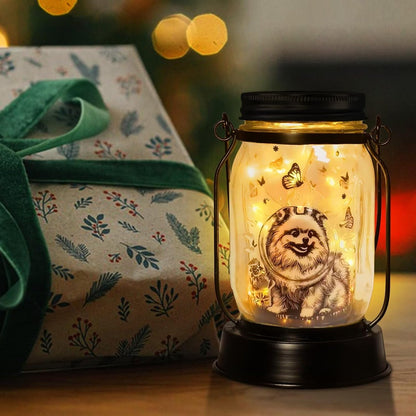 Pomeranian Gifts for Women/Men Pomeranian Solar Lanterns Dog Mom Birthday Dog Lovers Lantern Pet Loss Pet Memorial Lights Solar Garden Decoration for Yard, Patio,Backyard,Porch Torches