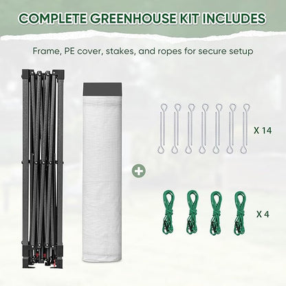 EAGLE PEAK 10x10 Portable Walk in Greenhouse with Polyester Reinforced Corners, Instant Pop up Indoor Outdoor Gardening Green House, Roll Up Zipper Entry Doors and Mesh Windows, Gray/White