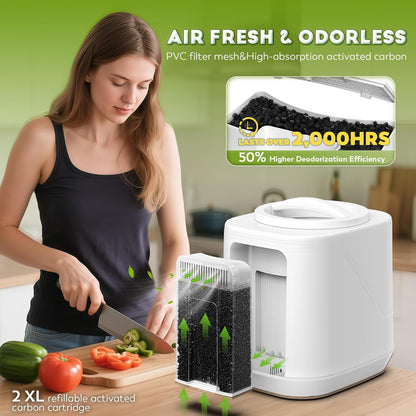Electric Composter for Kitchen, Large Smart Compost Bin with 2 Carbon Filters, Quick Compost Maker Turn Food Waste to Fertilizer,Odorless/Auto-Clean/Out-Indoor,2025 Newer Home Countertop Compost Gifts