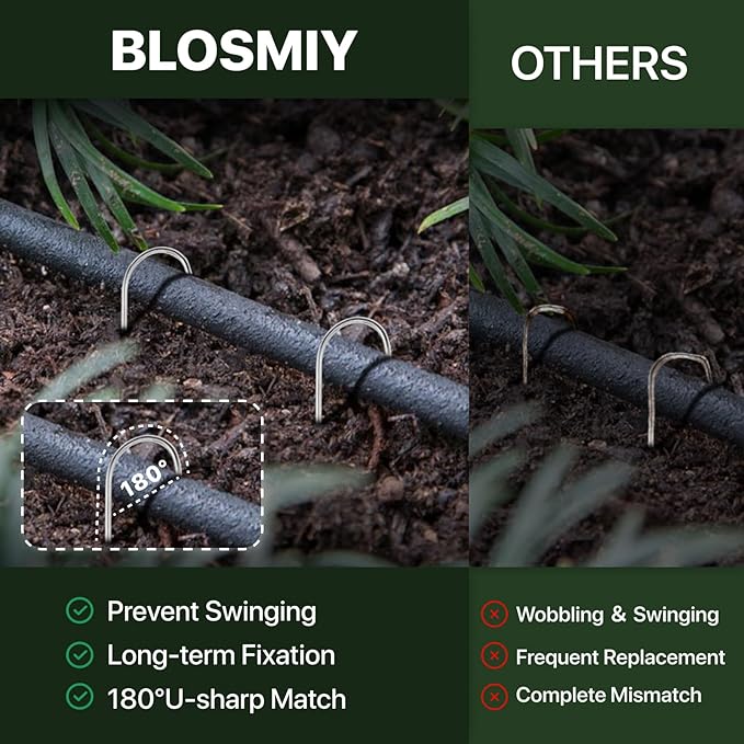 U Shaped Landscape Garden Staples 4 Inch 200 Pack Updated 11Gauge Irrigation Stakes Galvanized Garden Stakes Fabric Pins for Soaker Hose Drip Line Tubing Yard Lawn Staples for Outdoor Decorations