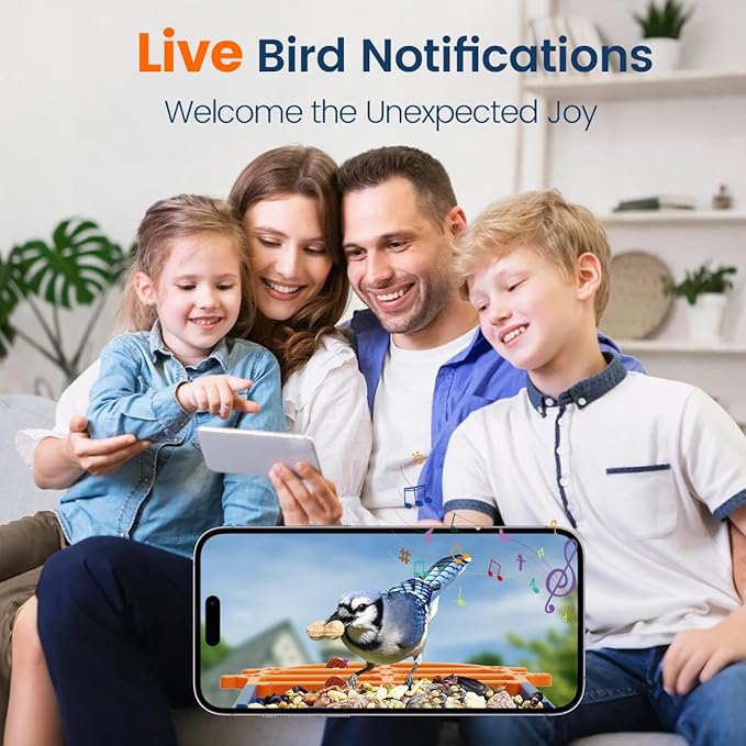 Bird Feeder with Camera 2.5K HD Live Video, AI Bird Identifier, 5MP Photos, 7W Solar Powered & 4000mAh Battery for Wall/Mount/Hang (Blue)