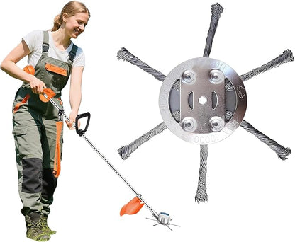 Steel Wire Grass Trimmer Head, Upgrade Bold 2.3 Times Prevent Breaking Steel Wire Weed Eater Head, for Low-Power Lithium Battery Weed Trimmers, 6 Inch Wire Weed Trimmer Head（Low Power 6 Blade）