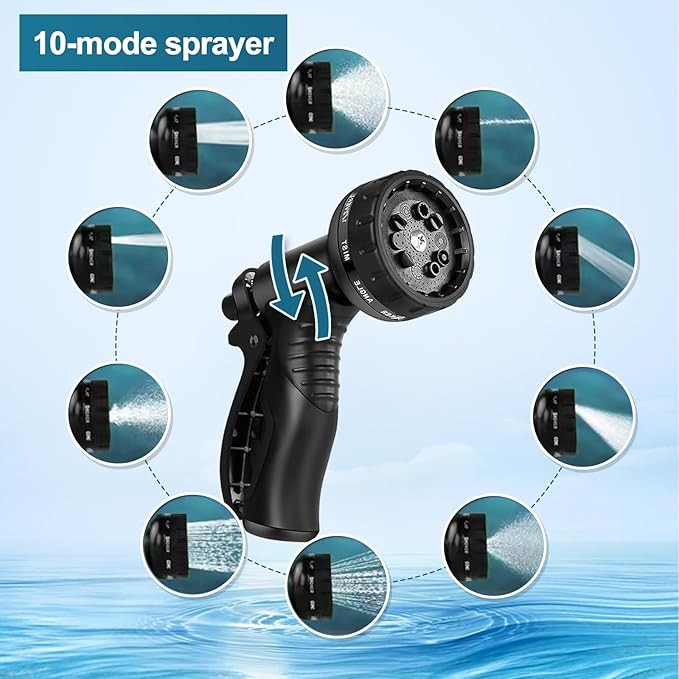 Stainless Steel Garden Hose 75ft Heavy Duty Metal Water Hoses with 10 Function Water Hose Nozzles for Yard Outdoor