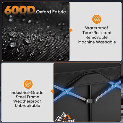 Beach Wagon with 10x3.5 Big Rubber Wheels for Sand, 400lbs Heavy Duty 220L Collapsible Utility Wagon, Easy Transport & Storage, Ideal for Sport, Camping, All-Terrain Outdoor Activities, Black