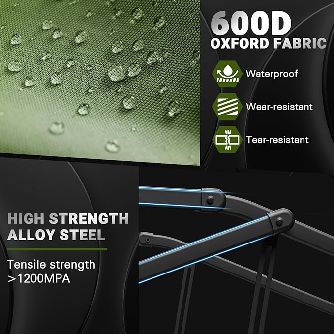 LEVELEVE Heavy Duty Folding Wagon - 2-in-1 Collapsible Cart, 400lb Capacity, All-Terrain Wheels w/Brakes & Side Pockets (Army Green)