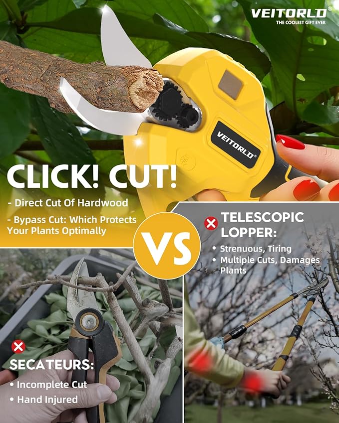 Brushless Electric Pruning Shears for DeWalt 20V Battery, Portable Cordless Branch Cutter Tree Trimmer with LCD Display＆Replaceable Blade, 30mm 1.2'' Cutting Diameter for Gardening Tree (NO BATTERY)