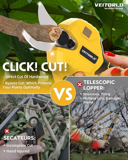 Brushless Electric Pruning Shears for DeWalt 20V Battery, Portable Cordless Branch Cutter Tree Trimmer with LCD Display＆Replaceable Blade, 30mm 1.2'' Cutting Diameter for Gardening Tree (NO BATTERY)