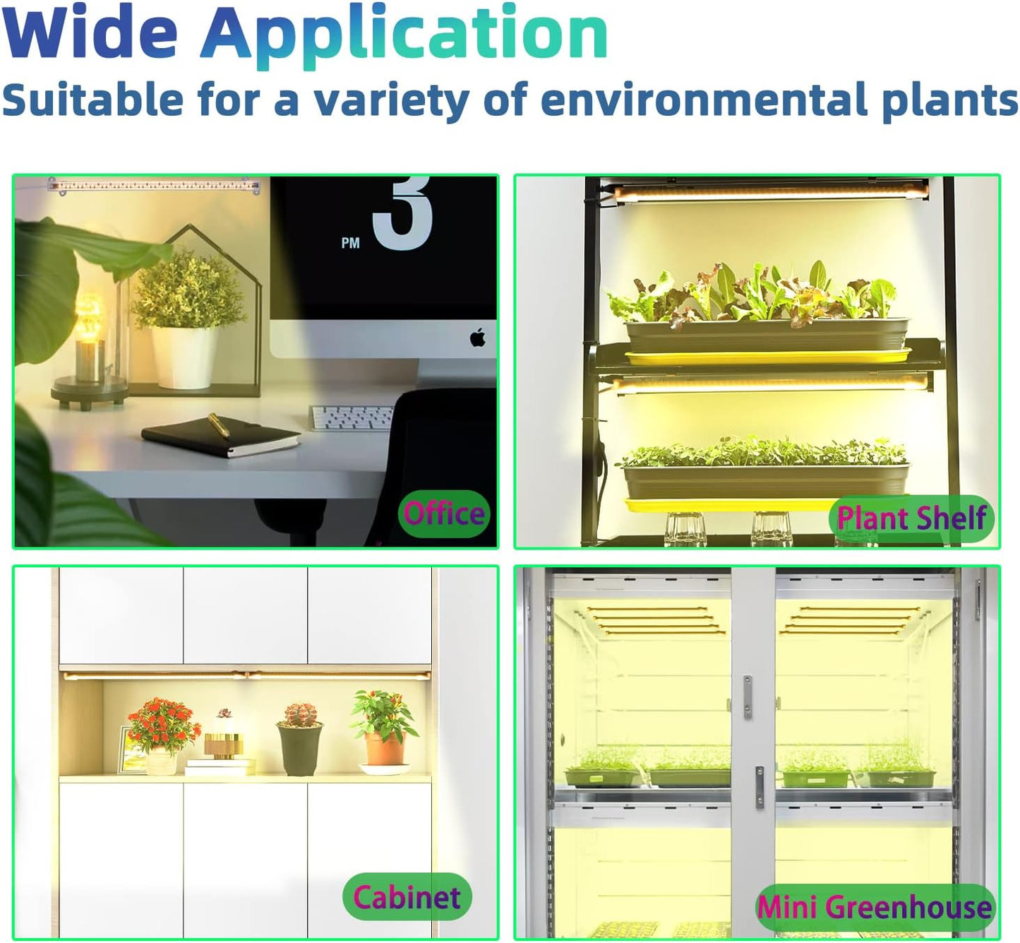 One Strip Growing lamp 2-Pack, Full Spectrum LED Grow Light Strips for Indoor Plants with Auto ON/Off Timer & 4 Dimmable Levels for Green House Hydroponics Succulent (One Head 2 Pack)