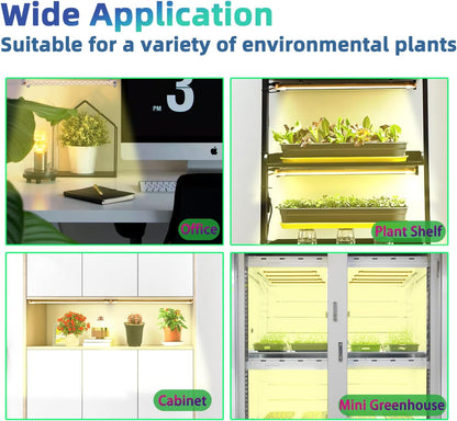 One Strip Growing lamp 2-Pack, Full Spectrum LED Grow Light Strips for Indoor Plants with Auto ON/Off Timer & 4 Dimmable Levels for Green House Hydroponics Succulent (One Head 2 Pack)