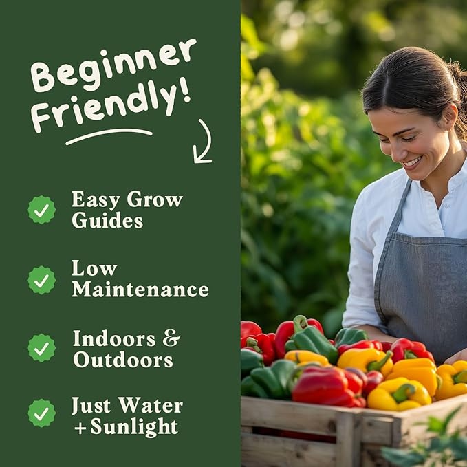 Seedboy Organic Bell Pepper Seeds for Planting Indoor and Outdoor, Non-GMO and USDA Certified Vegetable Seed Packet for Hydroponic Garden Indoor or Planting Outdoors (Bell Peppers)