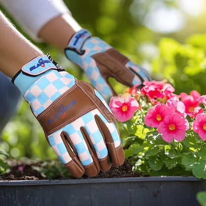 Leather-Gardening-Gloves for Women,Thorn-Proof Work-Gloves for Weeding,Digging,Planting,Pruning Yard garden Gloves
