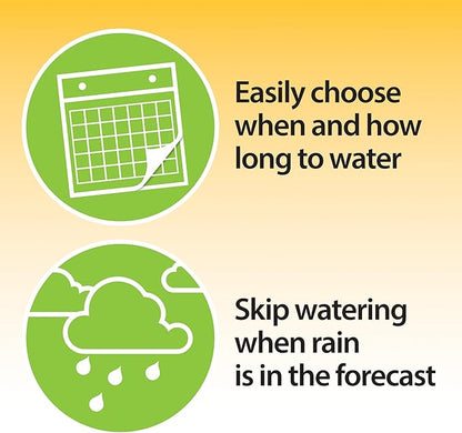 Melnor 65182AMZ Bluetooth Hose Timer, 1-Zone Programmable Watering Timer, Quick Connect Bundle, Black, Yellow