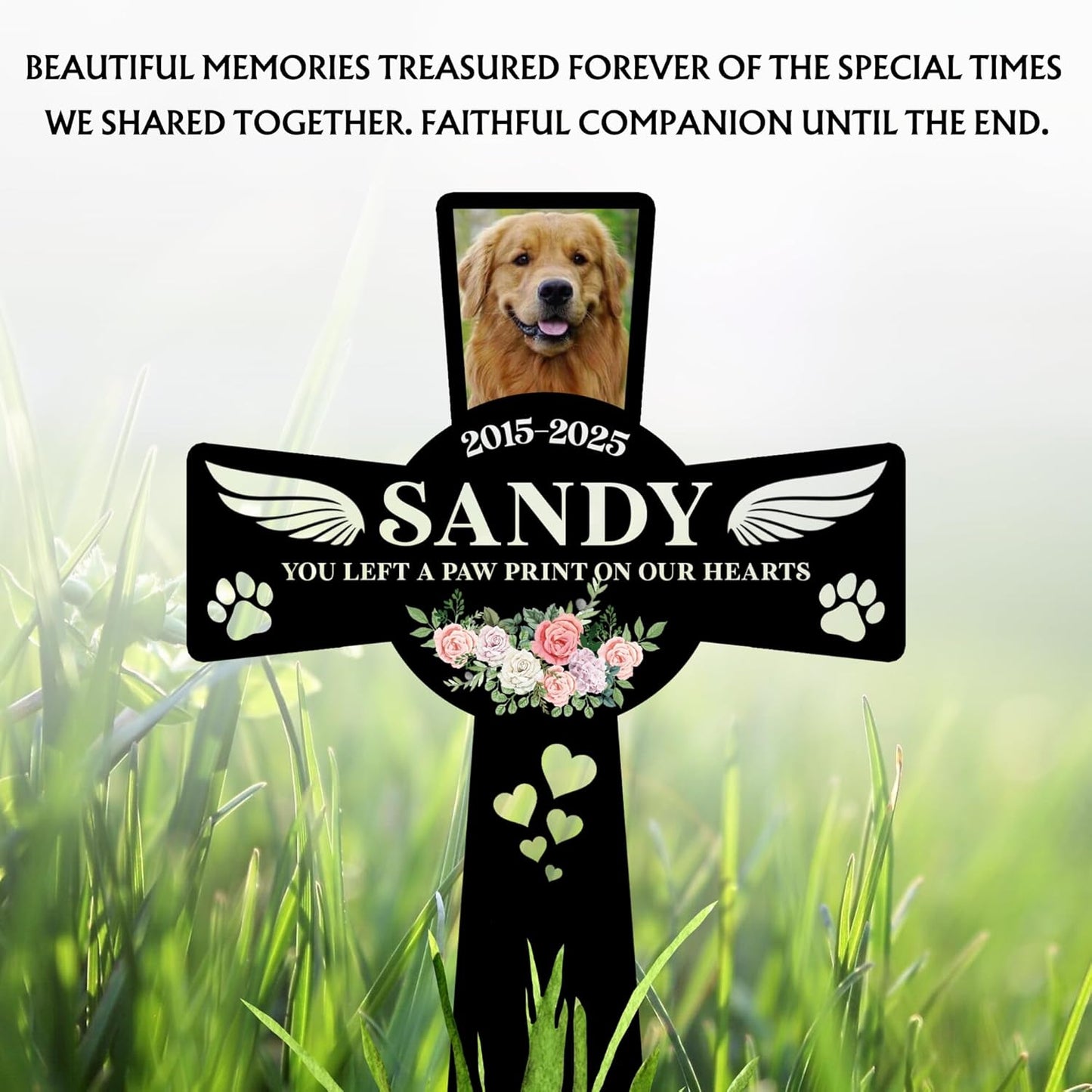 Pet Grave Marker Dog – Custom Dog Tombstones for Graves Outdoor with Name and Date, Dogs Memorial Cross for Graveyard or Garden, Weatherproof Pet Tombstone for Dogs