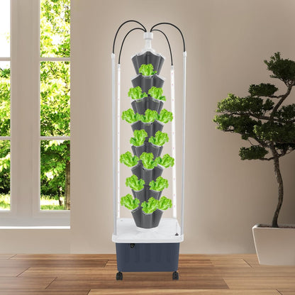 Hydroponics Growing System Kits, Indoor Garden System with LED Light, 40 Pods Planter Indoor Gardening for Vegetables, Herbs, and Miniature Greens (Gray)