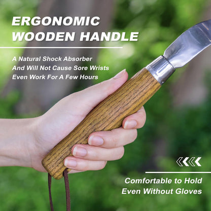 Weed Puller Tool, Hand Weeder with Good Leverage for Easy Pulling Weeds, Heavy Duty Stainless Steel Dandelion Puller Tool, Weed Digger Fork with Comfortable Wood Handle for Removal Dandelion crabgrass