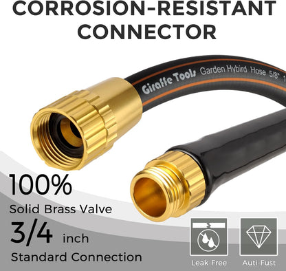 Giraffe Tools Hybrid Garden Hose 5/8 in. x 50 ft. Heavy Duty, Lightweight, Flexible, Durable Water Hose with Sleeves, No-kink, Leak-proof Gardening Hose with Male to Female Fittings