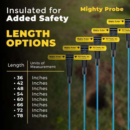 T&T Tools 42-Inch Mighty Probe Insulated Metal Soil Probe – 3/8" Metal Round Rod, Heavy Duty Design for Easy Penetration & Withdrawal, Soil Testing & Landscaping Tools, T-Handle, USA-Made-1 Pack