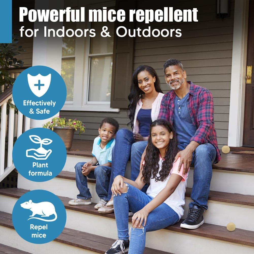 Rodent Repellent Indoor,Mouse Repellent,Mice Repellent Indoor,Rodent Away Repellant,Rat Repellent,Keeps Mice Away,Peppermint Oil Repel Mice from Nesting,Covers 50 sq. ft,Effective for 60-90 Days-4P