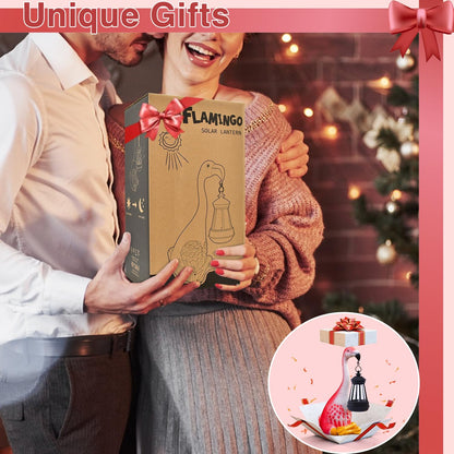 Goodeco Flamingo Statue with Solar Lantern - Artistic Pink Flamingo Decor for Outdoor Garden & Home, Gifts for Women & More