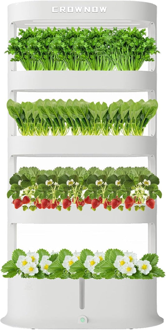80Pods Hydroponics Growing System Kit,5-Layer Large Capacity Hydroponic Tower with LED Grow Light,Indoor Gardening System with Remote Control（Not Include Battery） for Plants Vegetables Herbs