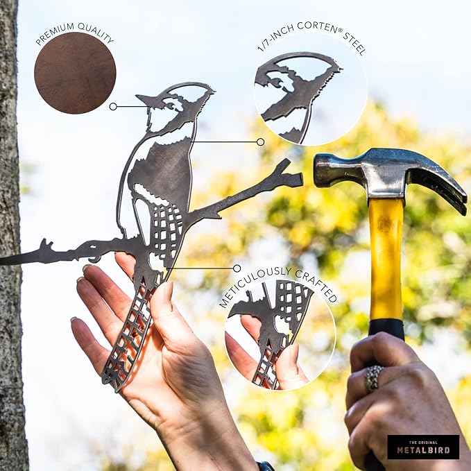 METALBIRD - Chickadee - Outdoor Tree Ornaments in Corten Steel - Metal Art Proudly Made in America