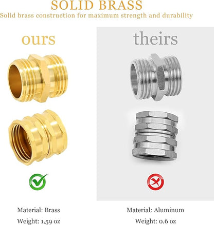 TAROSE 4 Pack Brass Garden Hose Adapter, Male to Male Hose Adapter Connector, GHT to NPT Adapter Hose Fitting,Brass Garden Hose to Pipe Fittings Connect