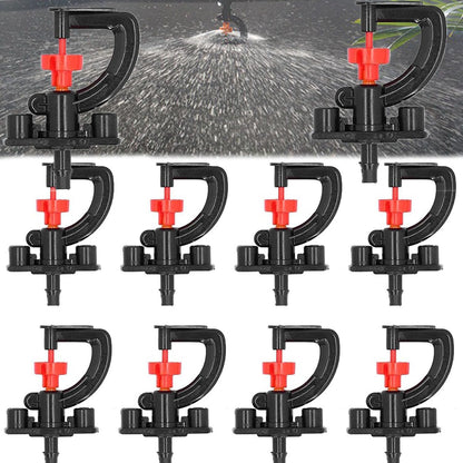 10 Set Drip Irrigation Sprayer Tips, G Type Micro Rotating Sprinkler, 360 Degree Drip Irrigation Emitters, Plastic Refraction Nozzle for Greenhouse, Garden Watering